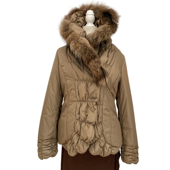 Italian Designer Mariella Rosati Fur trim Jacket Coat - Picture 1 of 6